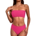 thumbnail image 1 of NMMUED Two Piece Swimsuits for Women Bandeau Bathing Suits Strapless Bikini Set High Waisted Swimwear Solid Color Tube Top Summer Beach Vacation Poolside Wear Hot Pink XL, 1 of 2