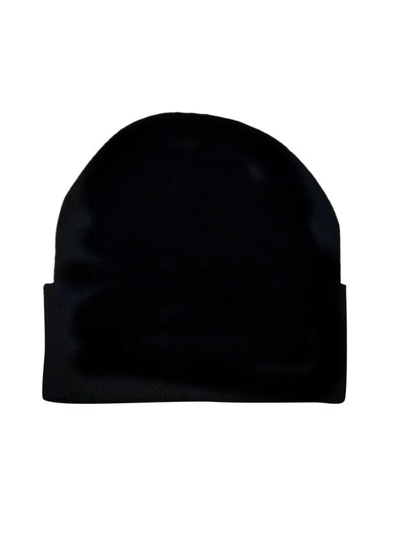 Unisex Thermal Knit Beanie Hat for Men Women Winter Warm Cuffed Cap Black L