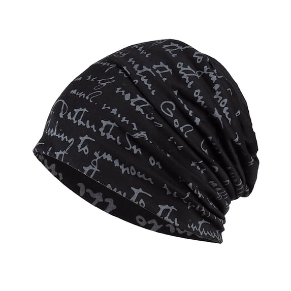 NMMUED Unisex Vintage Script Print Slouchy Beanie Lightweight Thin Skull Cap Casual Baggy Hat Headwear Black One Size