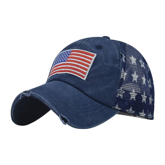 NMMUED Usa Trucker Hat for Men & Women American Flag Cap Adjustable Baseball Cap Mesh Snap Patriotic Embroidered Cap Usa Accessories Navy One Size
