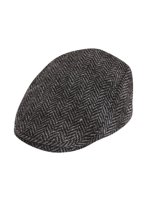 Vintage Newsboy Beret for Kids Cabbie Hat Flat Tweed Pageboy Cap for Boys Outdoor Black One Size