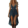 thumbnail image 1 of NMMUED Western Dress Festival Dress a Line Dresses for Women Deep V Neck Dress Sleeveless Dress for Women, Blue L, 1 of 7