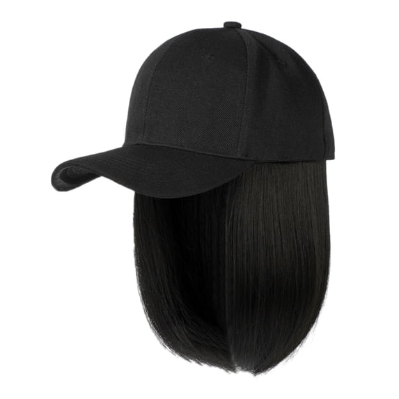 NMMUED Wig Cap Short Straight Resistant Synthetic Hair Extension Baseball Hat with Hair Bob Wig A One Size
