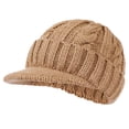 thumbnail image 1 of NMMUED Winter Beanies Hats Warm Solid Beanie Hats for Men Women Knit Beanie with Brim Visor Khaki 2 One Size, 1 of 6