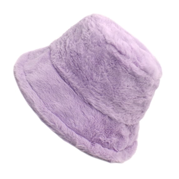 NMMUED Winter Faux Fur Fuzzy Bucket Hat Fluffy Warm Fisherman Cap for Women A M