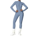 thumbnail image 1 of NMMUED Women Bodysuit Rompers Long Sleeve Jumpsuits One Piece Tummy Control Yoga Workout Outfits Light Blue S, 1 of 5
