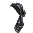 thumbnail image 1 of NMMUED Women Chemo Cancer Turban Long Tail Headwrap Soft Beanie Hair Cover Ruched Bonnet Cap Headwear Black One Size, 1 of 2