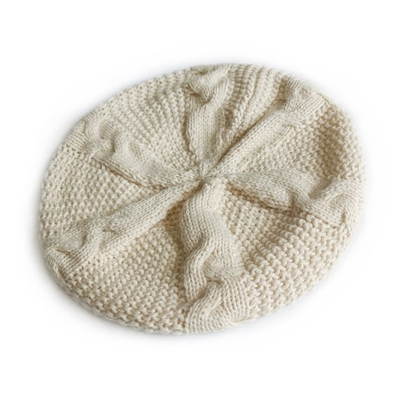 NMMUED Women Crochet Beret Solid Color Knit Beanie Hats Lightweight Ladies Slouchy French Beret Hats Beige One Size