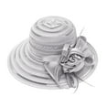 thumbnail image 1 of NMMUED Women Derby Fascinator Hat Organza Church Wedding Hats Wide Brim Cocktail Tea Party Hat Gray One Size, 1 of 3