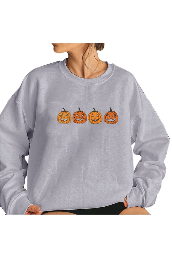 Women Halloween Sweatshirts, Fall Tops for Women 2025, Vintage Halloween Shirt, Fall Sweatshirts for Women, Ghost Halloween Shirt, Oversized Sweatshirt for Women, Gray XS