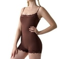 thumbnail image 1 of NMMUED Women Lace Bodysuit Sleeveless Cami Spaghetti Strap Boyleg Body Suits One Piece Romper Tops Shapewear Coffee S, 1 of 6