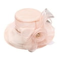 thumbnail image 1 of NMMUED Women Organza Church Derby Hat Wide Brim Sun Hats for Wedding Tea Party Fascinator Hat Beige One Size, 1 of 6