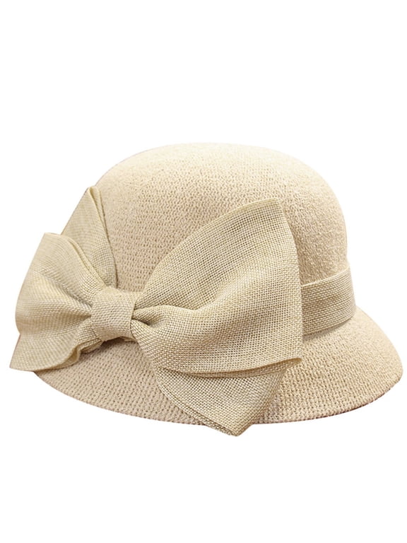 Women Sun Straw Hat Cloche Hat Summer Hat for Women 1920s Vintage Hat Foldable Packable for Beach Vacation Beige One Size