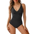 thumbnail image 1 of NMMUED Women Tummy Control One Piece Swimsuit Push Up Bathing Suit Full Coverage Slimming Swimwear Black S, 1 of 5