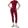 thumbnail image 1 of NMMUED Women’s 2 Piece Workout Set Athletic T-shirt High Waist Leggings Activewear for Gym, Running & Yoga Red M, 1 of 9