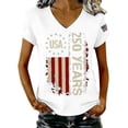 thumbnail image 1 of NMMUED Women's 4th of July Shirts V Neck Patriotic Tops 250 Years Graphic Tees Distressed American Flag Independence Day Summer Casual Short Sleeve T-shirts Outfits White XL, 1 of 9