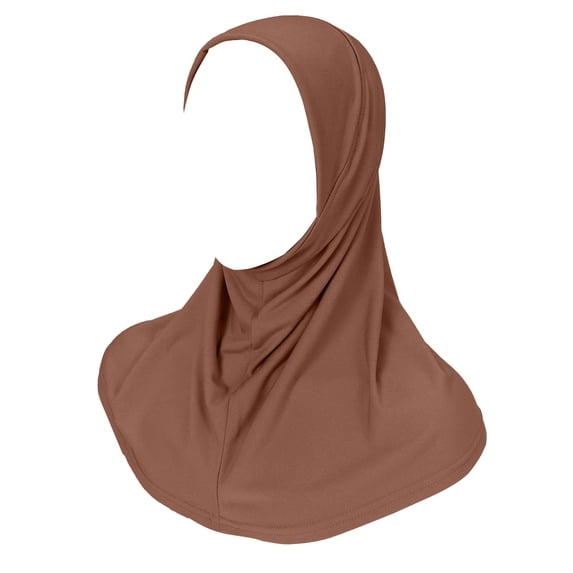 NMMUED Women's Amira Hijab Slip On Muslim Headscarf Soft Stretchy 1 Piece Instant Hijab Modest Prayer Wrap Khaki One Size