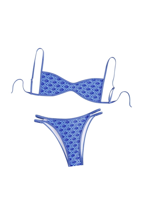 Women's Bikini Sets Two Piece Bathing Suits Gingham Plaid Swimsuits Checkered High Cut Bottom Swimwear Flattering Summer Beach Vacation Cruise Resort Outfits Blue XS