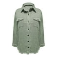 thumbnail image 1 of NMMUED Women’s Distressed Denim Jacket Long Sleeve Ripped Jean Coat with Frayed Hem, Casual Loose Fit Button Down Outerwear Army Green L, 1 of 6