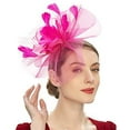 thumbnail image 1 of NMMUED Women's Elegant Fascinator Hat Church Formal Mesh Feather Wedding Guest Garden Party Tea Party Dress Headpiece Purple, 1 of 2