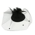 thumbnail image 1 of NMMUED Women's Fascinator Hat Church Formal Dress Hat Feather Mesh Netting Wedding Guest Garden Party Tea Party Elegant Ladies Headwear Black, 1 of 5