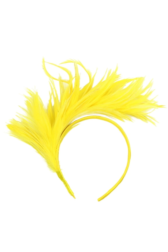 Women's Feather Headband Fascinator Large Plume Hair Band Wedding Guest Garden Party Tea Party Elegant Ladies Headwear Yellow