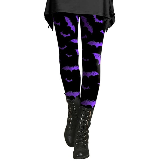 NMMUED Women's Halloween Leggings Fall Outfits Halloween Clothes for Women Womens Pants Casual Halloween Yoga Pants Leggings for Women Tummy Control Pumpkin Leggings for Women Purple M