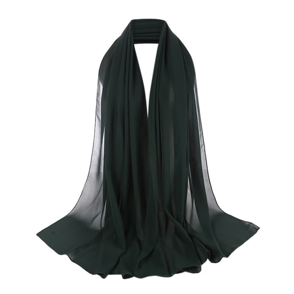 NMMUED Women's Long Muslim Hijab Scarf Soft Breathable Modest Headwear Solid Color Turban Wrap Green One Size