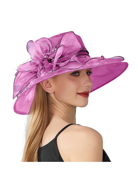 Women's Organza Church Fascinator Bridal Tea Party Wedding Hat Hot Pink One Size