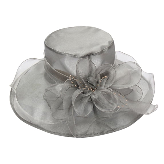 NMMUED Women's Organza Church Kentucky Derby Fascinator Bridal Tea Party Wedding Hat Gray One Size