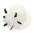 thumbnail image 1 of NMMUED Women’s Organza Church Tea Party Wedding Fascinator Derby Hat Wide Brim Sun Hats White One Size, 1 of 2