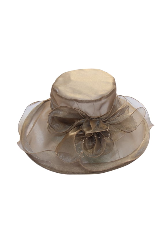 Women's Organza Cloche Bowler Hat Derby Fascinator for Tea Party Bridal Wedding Hat Khaki One Size