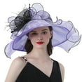 thumbnail image 1 of NMMUED Women's Organza Cloche Bowler Hat Derby Fascinator for Tea Party Bridal Wedding Hat Purple One Size, 1 of 3