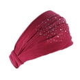 thumbnail image 1 of NMMUED Women's Rhinestone Wide Headband Bling Sparkly Hairband Stretchy Elastic Head Wrap Hair Accessory Wine One Size, 1 of 3