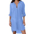 thumbnail image 1 of NMMUED Women's Swimsuit Cover Up Summer Beachwear Long Button Down Shirt Bikini Bathing Suit Beach Coverup Midi Dresses Light Blue A, 1 of 7