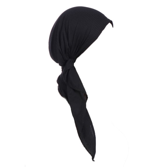 NMMUED Women's Turban Hat,hijab Cap Head Wrap Long Tail Knot Turban Hat Elastic Turban Head Wraps Black One Size
