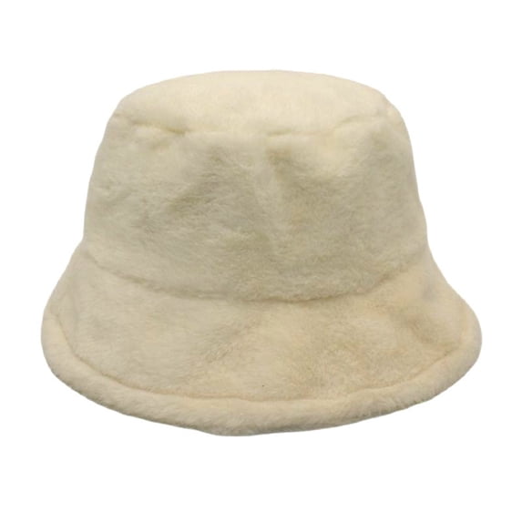 NMMUED Women's Winter Faux Fur Fuzzy Warm Bucket Hat Beige 1 M