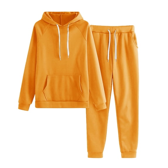NMMUED Womens 2 Piece Outfits Lounge Hoodie Sweatsuit Sets Fall Fashion Clothes Airport Travel Pants with Pockets Tracksuits Yellow 3XL
