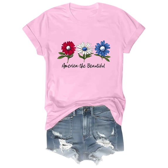 NMMUED Womens 4th of July Shirt Usa Flag Stars Stripes 250 Anniversary Usa Shirts for Women Independence Day Tops Cute Graphic Blouse 4th of July Womens Outfit Pink 3XL