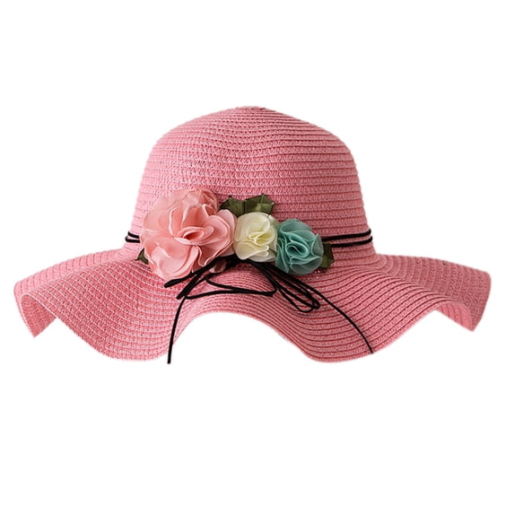 NMMUED Womens Beach Sun Straw Hat - Uv Protection Upf 50+ Sun Hats for Women with Wide Brim, Straw Beach Hat for Women Watermelon Red One Size
