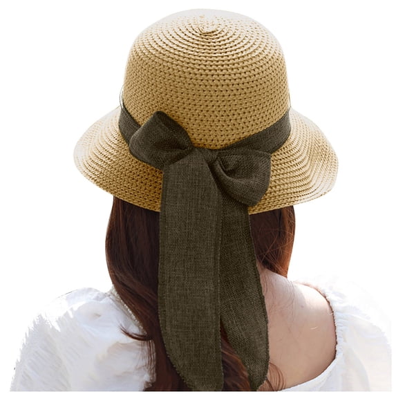 NMMUED Womens Beach Sun Straw Hat Uv Upf 50+ Travel Foldable Brim Summer Uv Hat Khaki One Size