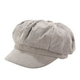 thumbnail image 1 of NMMUED Womens Beret Newsboy Hat French Corduroy Cap Classic Autumn Winter Visor Beret Hat Solid Color Cabbie Cap Gray One Size, 1 of 2