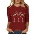 thumbnail image 1 of NMMUED Womens Christmas Shirts Holiday Shirts for Women Womens Tops Casual Christmas T Shirts Womens Graphic T Shirts Womens Christmas Tops Tunic Tops for Women Loose Fit Dressy Wine XL, 1 of 5