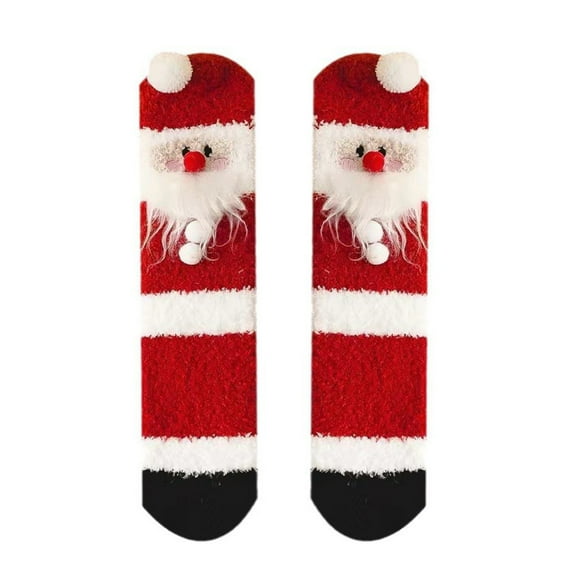NMMUED Womens Christmas Socks Christmas Fuzzy Socks Funny Fuzzy Socks Xmas Gifts for Women Fluzzy Socks Gifts for Christmas Fuzzy Socks for Women Red One Size