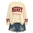 thumbnail image 1 of NMMUED Womens Christmas Sweatshirt Women's Sweatshirt Christmas Pullover Sweatshirts for Women Vintage Christmas Sweatshirt Cute Sweatshirts Holiday Tops for Women Beige L, 1 of 5