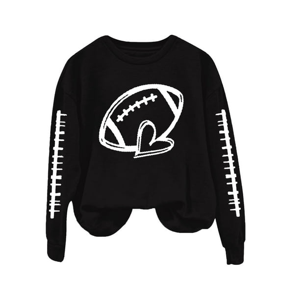 NMMUED Womens Crewneck Sweatshirt, Fall Clothes for Women, Long Sleeve Graphic Tees for Women, Long Sleeve Tops for Women, Sweatshirt for Women, Black M