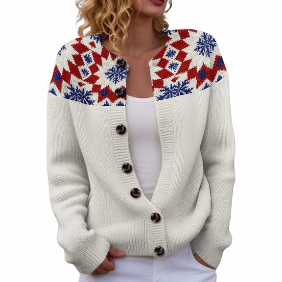 NMMUED Womens Fair Isle Sweaters Loose Sweaters for Women Business Casual Sweaters for Women Vintage Sweaters for Women Womens Tops Casual Knitted Tops for Women Fall Sweaters for Women White 2 XXL