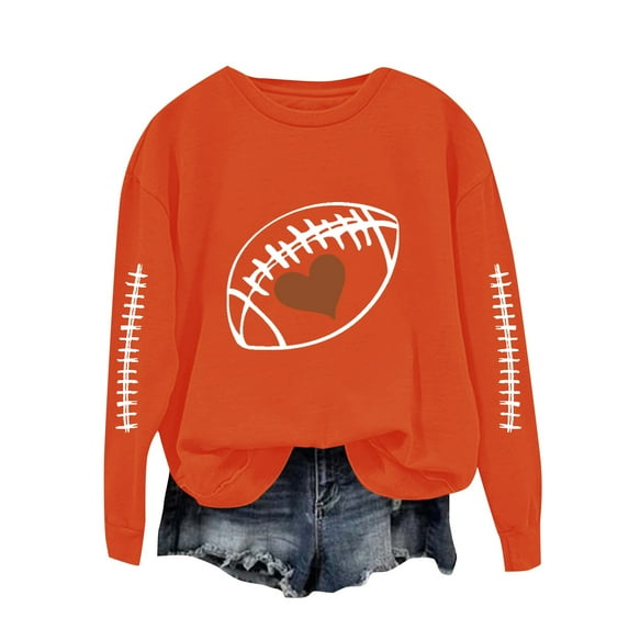 NMMUED Womens Fall Clothing, Oversized Shirts for Women, Cute Womens Tops, Workout Tops for Women, Oversized Crewneck Sweatshirt Women, Orange XXL
