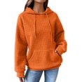 thumbnail image 1 of NMMUED Womens Fall Tops, Plain Hoodies, Womens Hoodies Pullover, Travel Hoodie, Waffle Knit Tops for Women, Orange XL, 1 of 6