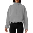 thumbnail image 1 of NMMUED Womens Half Zip Pullover Crop Sweatshirt Mock Neck Sweatshirts for Women Oversized Mock Neck Sweatshirt Mock Turtleneck Sweatshirt Women Oversized Sweatshirt for Women Light Gray S, 1 of 5